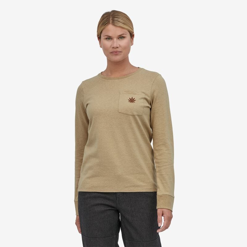 Patagonia Women's Long-Sleeved Work Pocket T-Shirt - Hemp Leaf: El Cap Khaki
