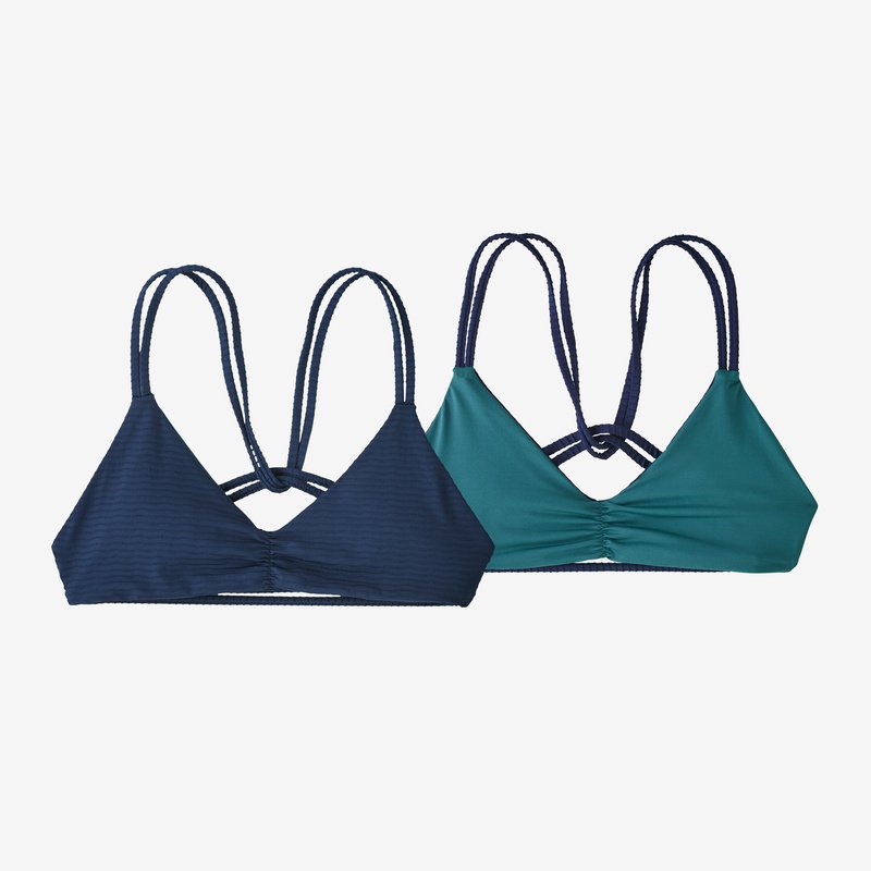 Patagonia Women's Reversible Seaglass Bay Bikini Top - Ripple: Tidepool Blue