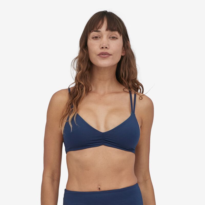 Patagonia Women's Reversible Seaglass Bay Bikini Top - Ripple: Tidepool Blue