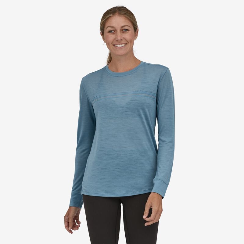 Patagonia Women's Long-Sleeved Capilene® Cool Merino Graphic Shirt - Fitz Roy Fader: Light Plume Grey
