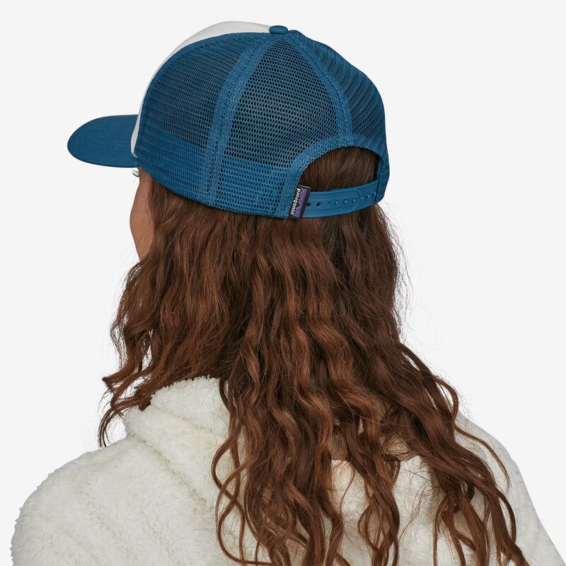 Patagonia P-6 Logo LoPro Trucker Hat - White w/Wavy Blue