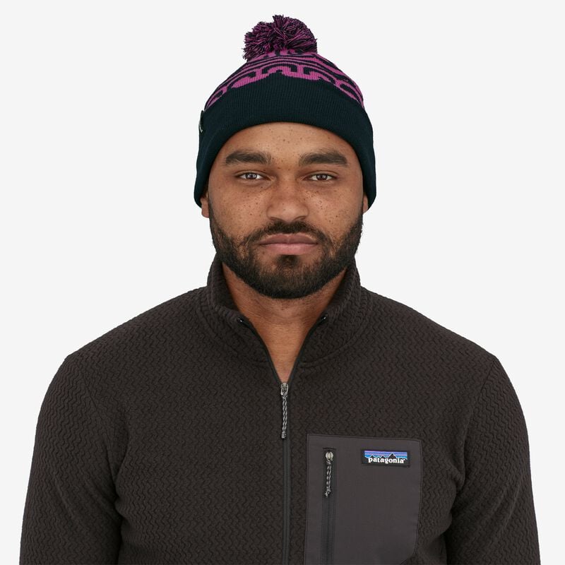 Patagonia Lightweight Powder Town Beanie - Banana Slugs: Pitch Blue