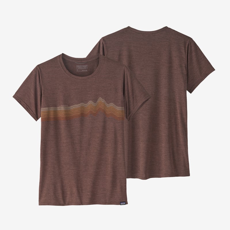 Patagonia Women's Capilene® Cool Daily Graphic Shirt - Ridge Rise Stripe: Cone Brown X-Dye