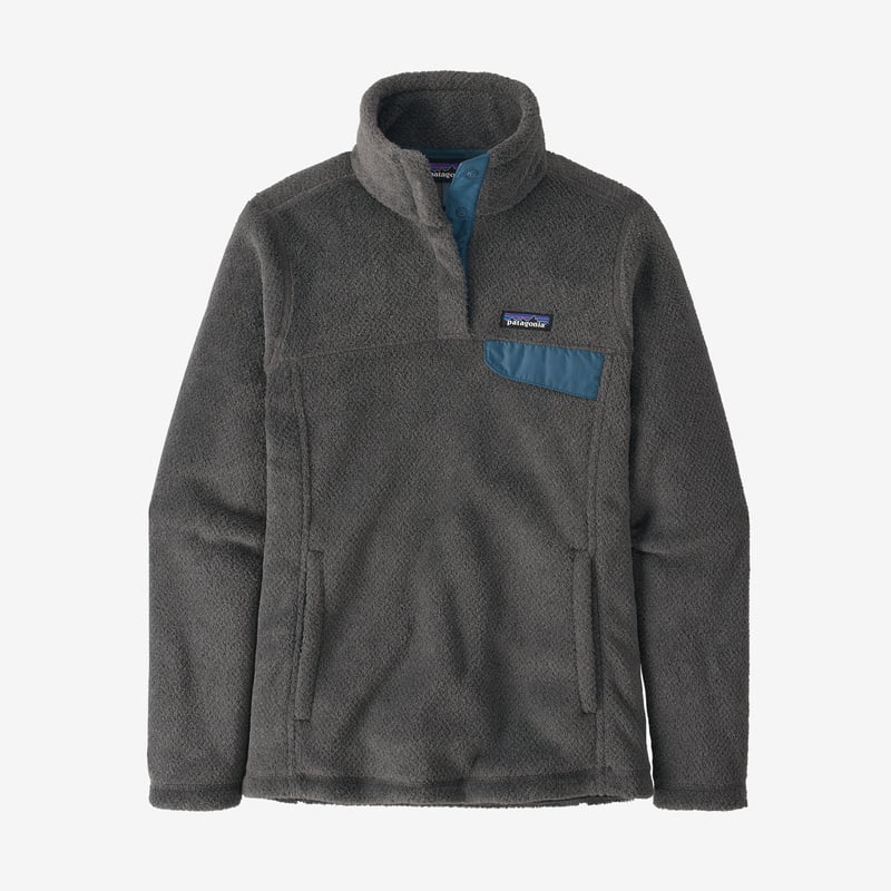 Patagonia Women's Re-Tool Snap-T® Fleece Pullover - Feather Grey - Ink Black X-Dye w/Abalone Blue
