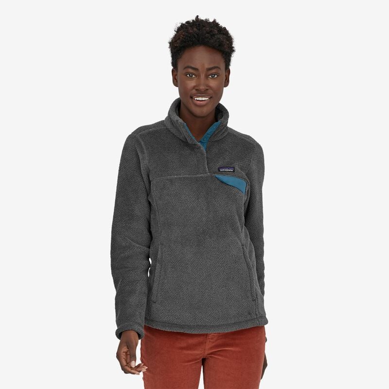 Patagonia Women's Re-Tool Snap-T® Fleece Pullover - Feather Grey - Ink Black X-Dye w/Abalone Blue