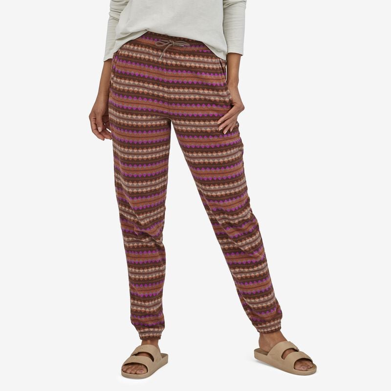 Patagonia Women's Micro D® Fleece Joggers - Diamond Stripe: Sisu Brown