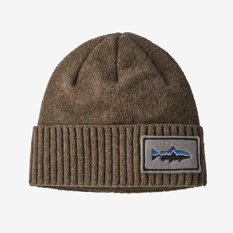 Patagonia Brodeo Beanie - Fitz Roy Trout Patch: Ash Tan