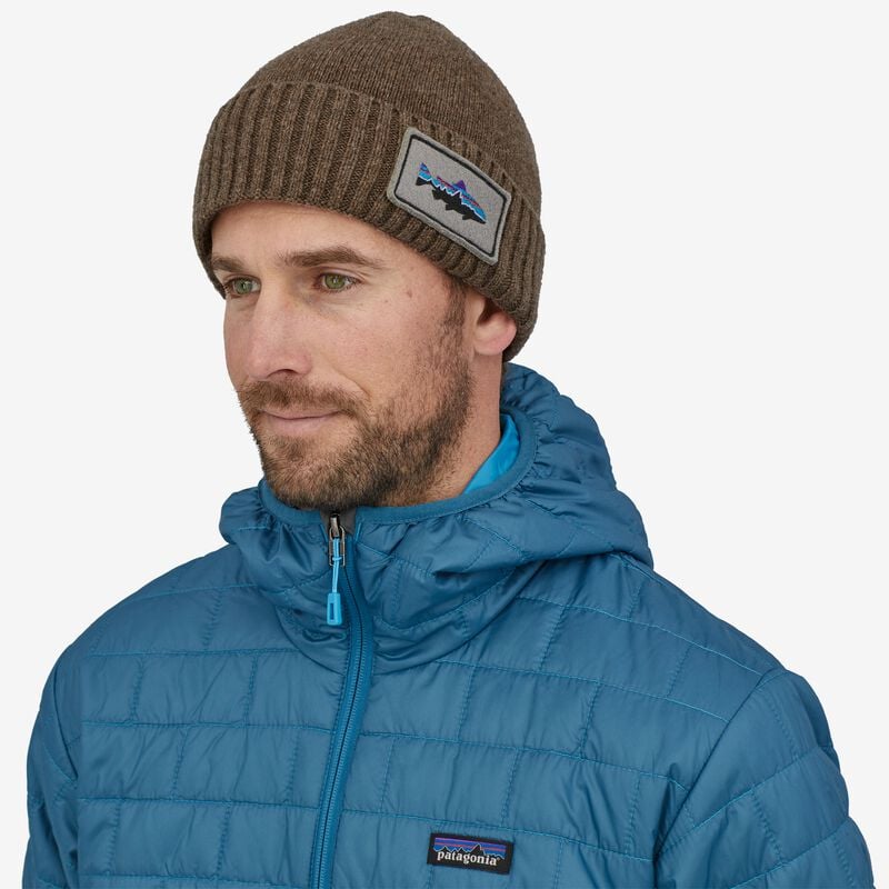 Patagonia Brodeo Beanie - Fitz Roy Trout Patch: Ash Tan