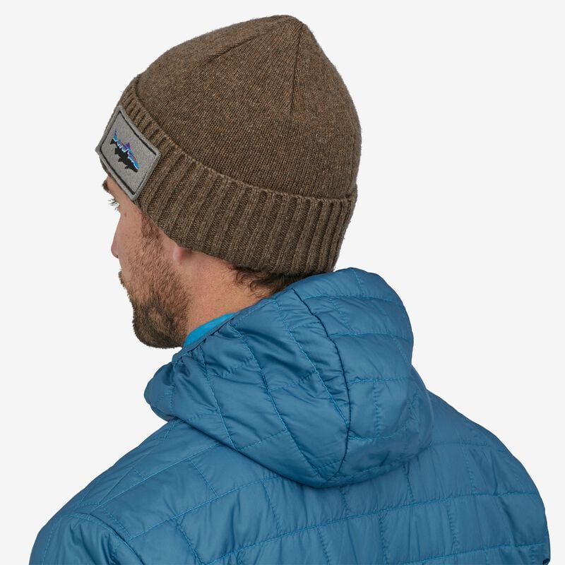 Patagonia Brodeo Beanie - Fitz Roy Trout Patch: Ash Tan