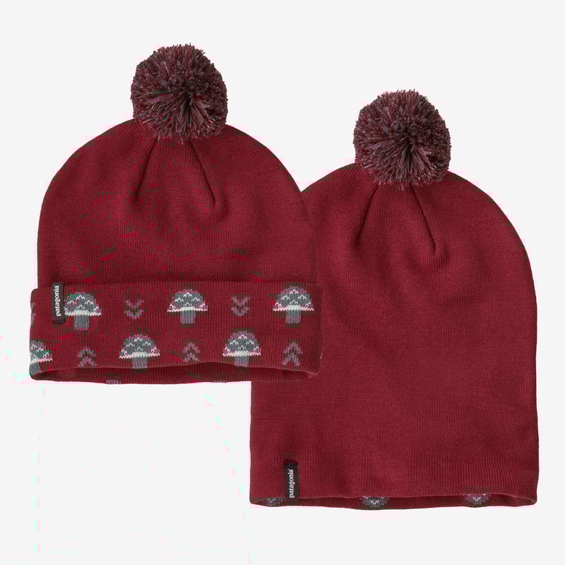Patagonia Lightweight Powder Town Beanie - Mushroom Knit: Wax Red