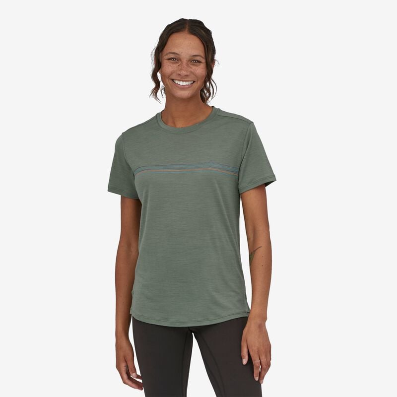 Patagonia Women's Capilene® Cool Merino Graphic Shirt - Fitz Roy Fader: Hemlock Green