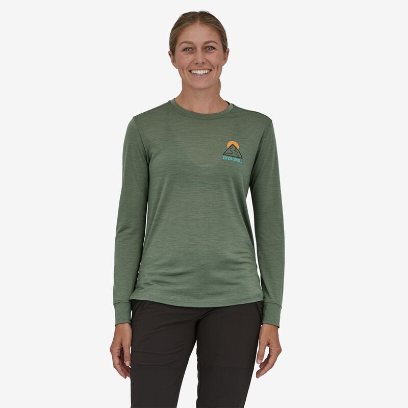 Patagonia Women's Long-Sleeved Capilene® Cool Merino Graphic Shirt - Slow Going: Hemlock Green