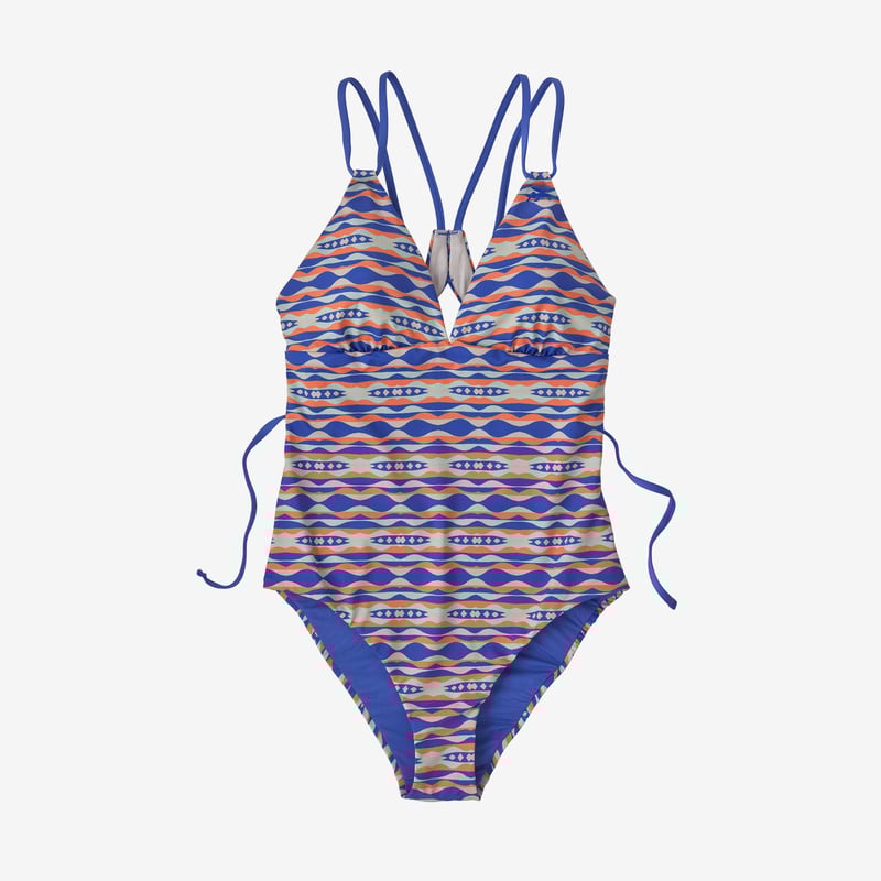 Patagonia Women's Nanogrip Sunset Swell One-Piece Swimsuit - Coast Highway Small: Float Blue