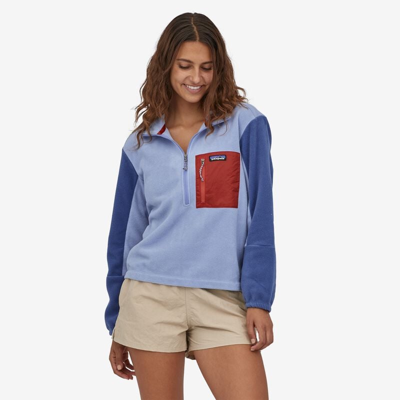 Patagonia Women's Microdini 1/2-Zip Fleece Pullover - Clean Climb Patch: Light Current Blue