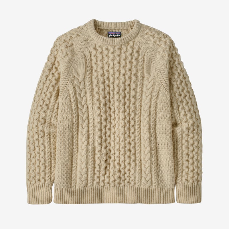 Patagonia Recycled Wool Cable-Knit Crewneck Sweater - Natural