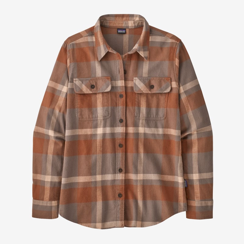 Patagonia Women's Long-Sleeved Organic Cotton Midweight Fjord Flannel Shirt - Comstock: Dusky Brown
