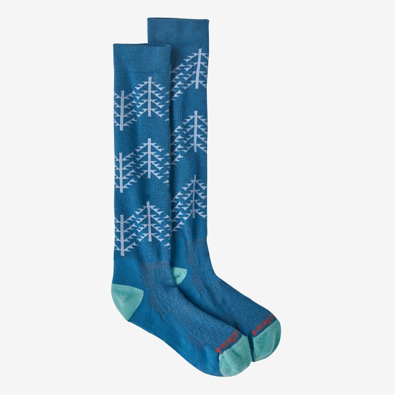 Patagonia Lightweight Merino Performance Knee Socks - Evergreen Growth: Wavy Blue