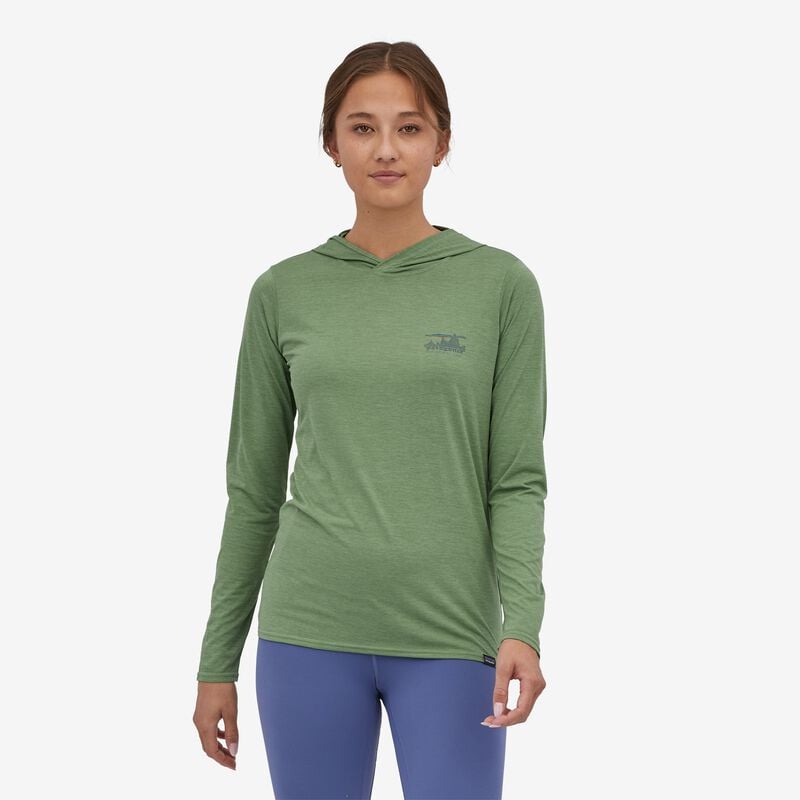 Patagonia Women's Capilene® Cool Daily Graphic Hoody - 73 Skyline: Sedge Green X-Dye