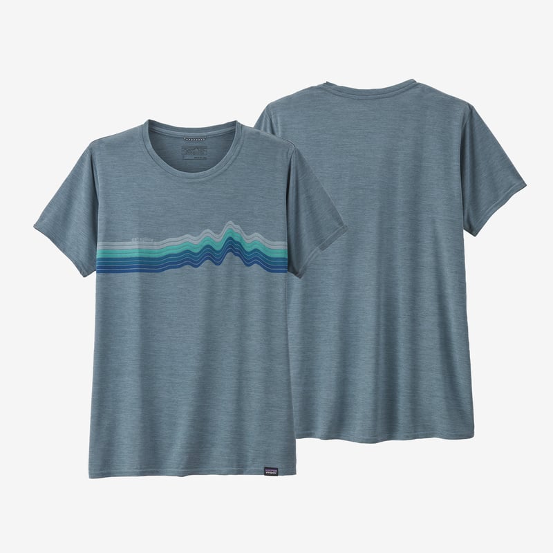 Patagonia Women's Capilene® Cool Daily Graphic Shirt - Ridge Rise Stripe: Light Plume Grey X-Dye