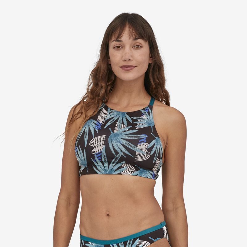 Patagonia Women's Nanogrip Nireta Bikini Top - Tropical Ecuador: Ink Black