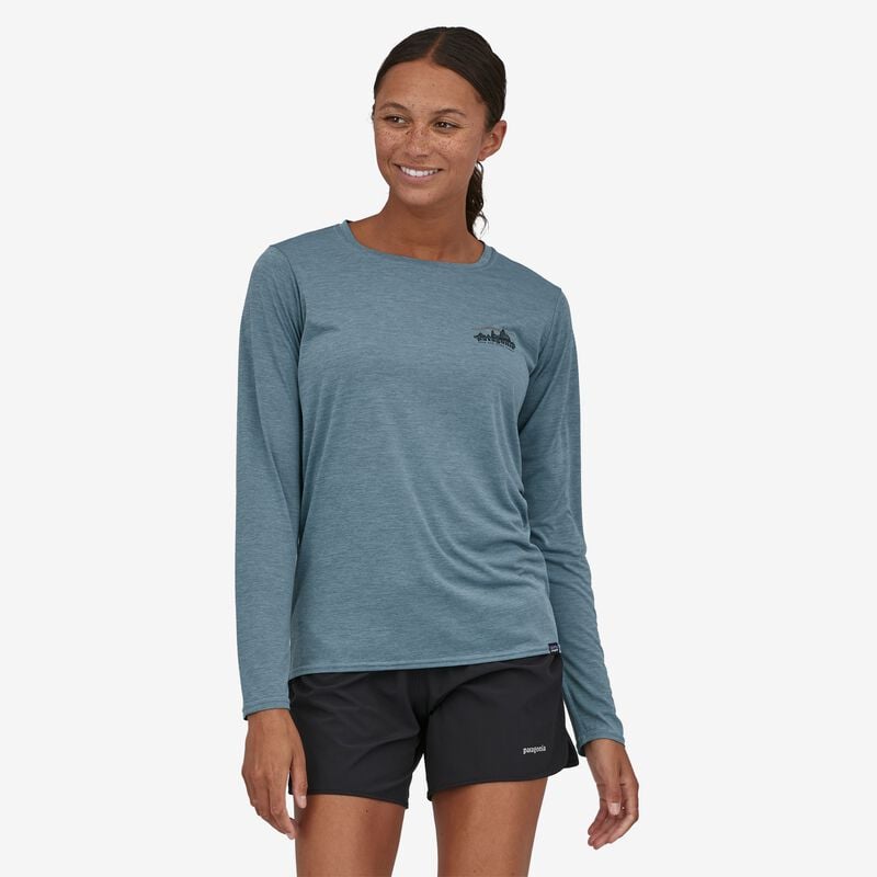 Patagonia Women's Long-Sleeved Capilene® Cool Daily Graphic Shirt - 73 Skyline: Light Plume Grey X-Dye