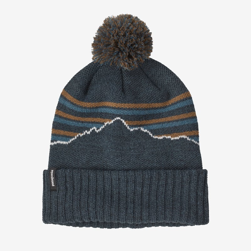 Patagonia Powder Town Beanie - Fitz Roy Stripe Knit: Smolder Blue