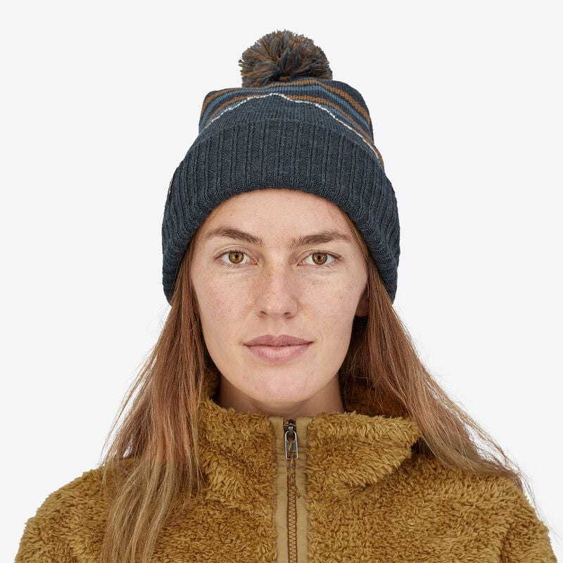 Patagonia Powder Town Beanie - Fitz Roy Stripe Knit: Smolder Blue