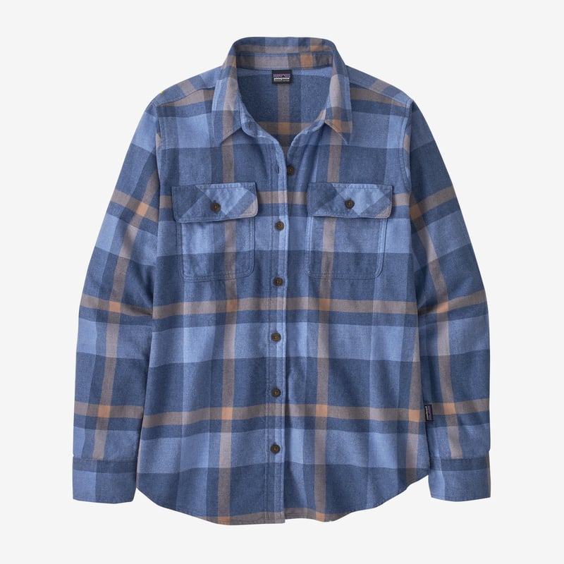 Patagonia Women's Long-Sleeved Organic Cotton Midweight Fjord Flannel Shirt - Comstock: Current Blue