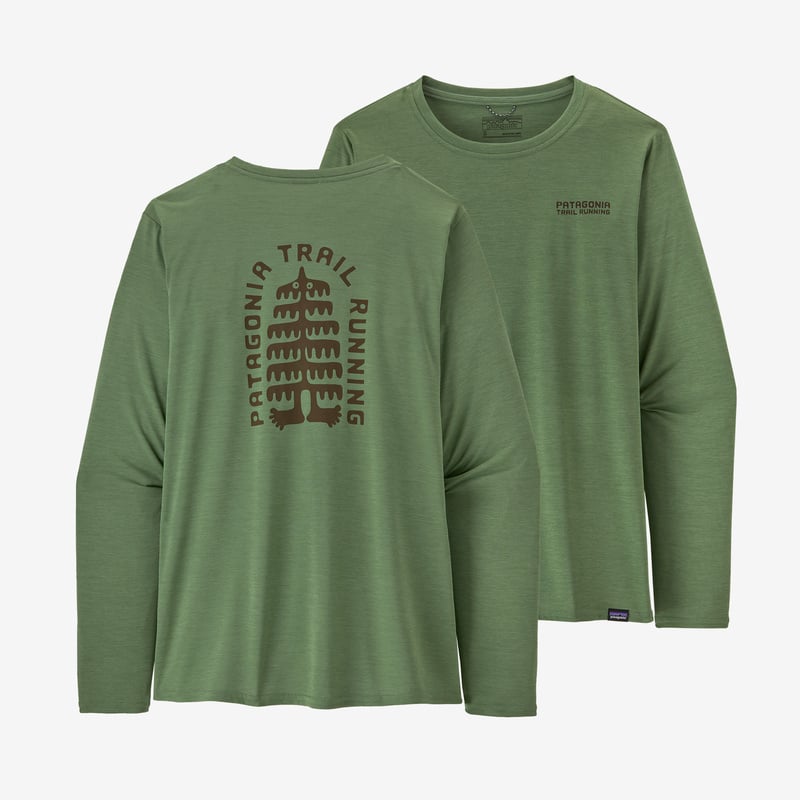 Patagonia Women's Long-Sleeved Capilene® Cool Daily Graphic Shirt - Tree Trotter: Sedge Green X-Dye