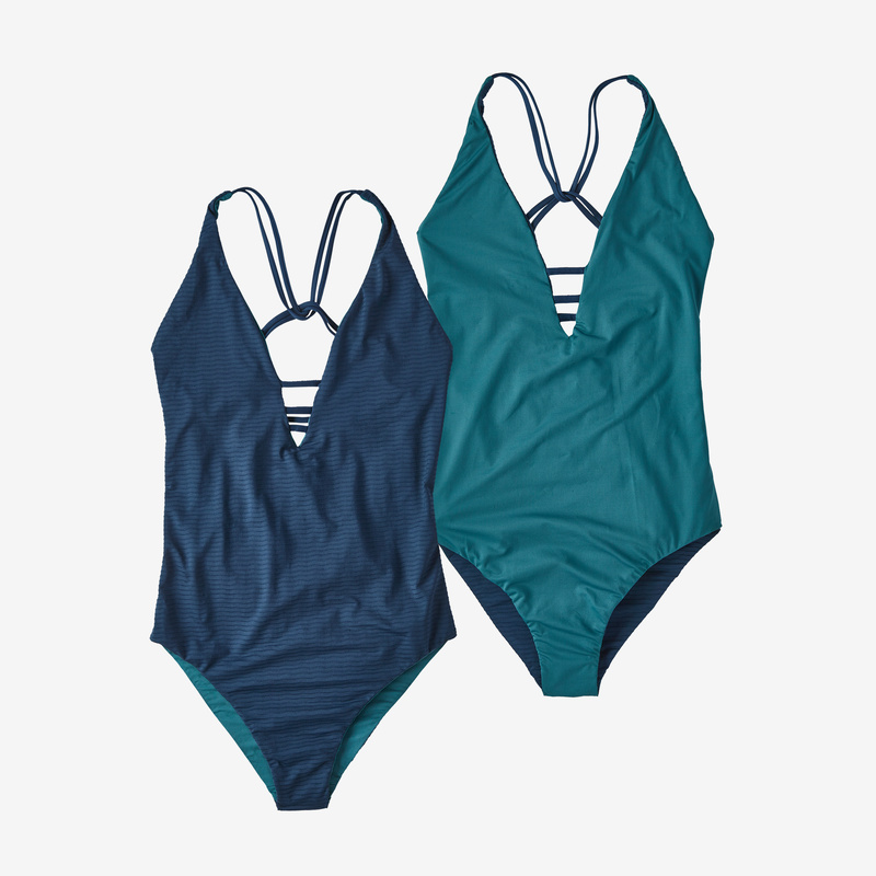 Patagonia Women's Reversible Extended Break One-Piece Swimsuit - Ripple: Tidepool Blue