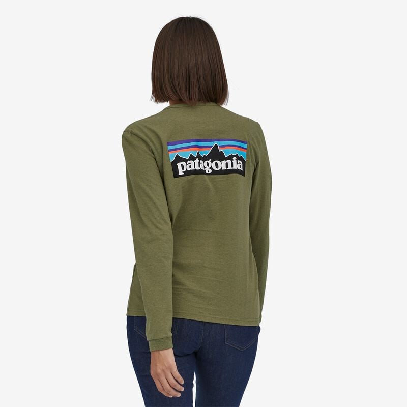 Patagonia Women's Long-Sleeved P-6 Logo Responsibili-Tee® - Wyoming Green
