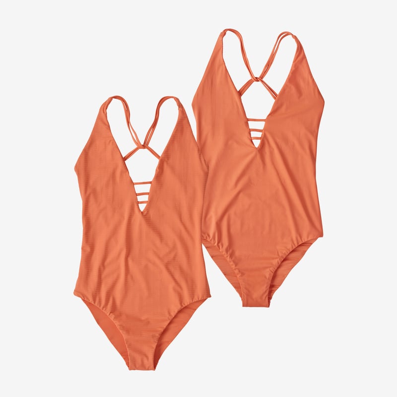 Patagonia Women's Reversible Extended Break One-Piece Swimsuit - Ripple: Tigerlily Orange
