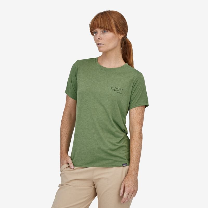 Patagonia Women's Capilene® Cool Daily Graphic Shirt - Clean Climb Bloom: Sedge Green X-Dye
