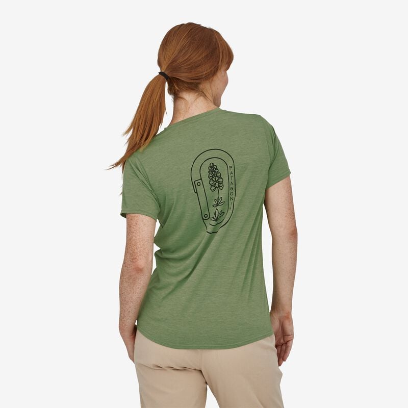 Patagonia Women's Capilene® Cool Daily Graphic Shirt - Clean Climb Bloom: Sedge Green X-Dye