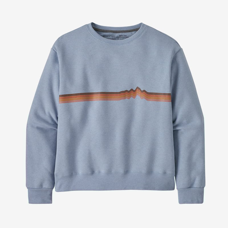 Patagonia Women's Ridge Rise Stripe Uprisal Crew Sweatshirt - Steam Blue
