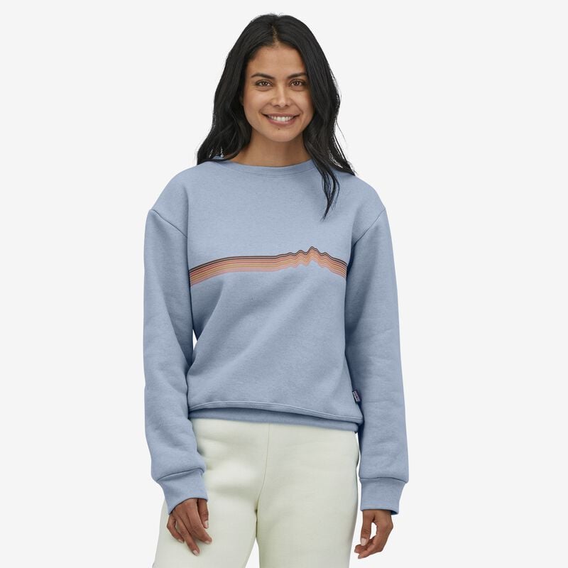 Patagonia Women's Ridge Rise Stripe Uprisal Crew Sweatshirt - Steam Blue