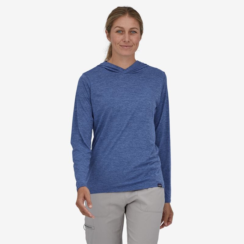 Patagonia Women's Capilene® Cool Daily Graphic Hoody - Wild Waterline: Current Blue X-Dye