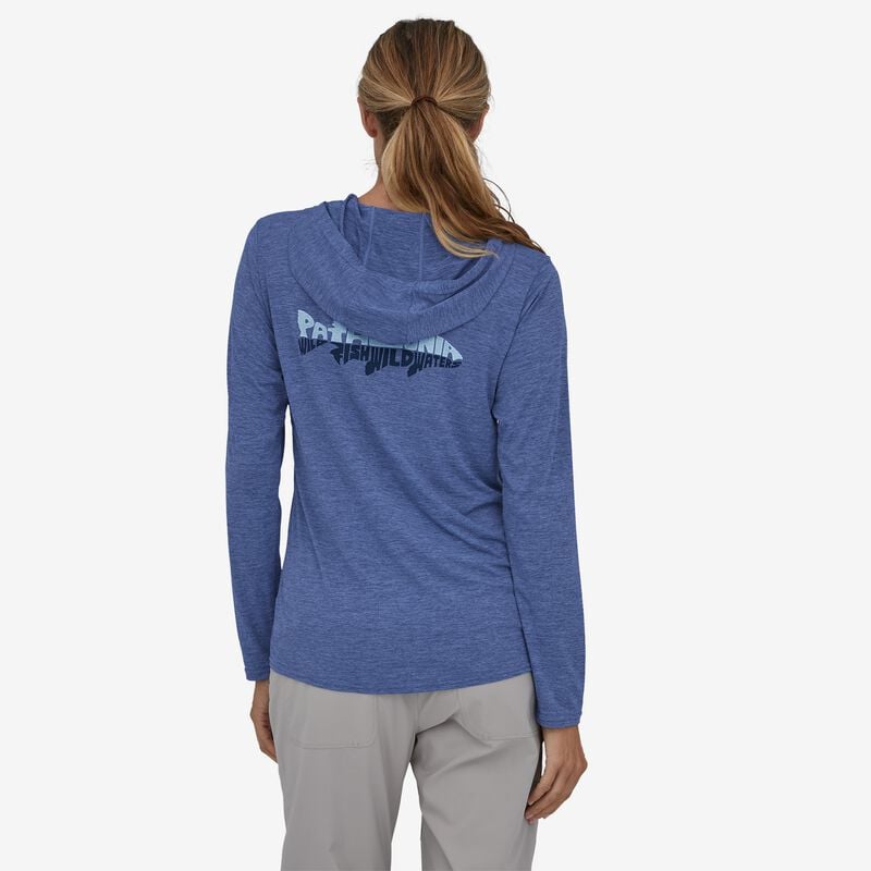 Patagonia Women's Capilene® Cool Daily Graphic Hoody - Wild Waterline: Current Blue X-Dye