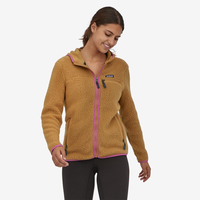 Patagonia Women's Retro Pile Fleece Hoody - Nest Brown w/Amaranth Pink