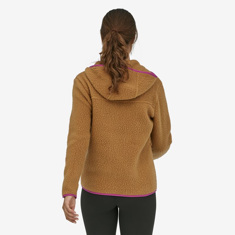 Patagonia Women's Retro Pile Fleece Hoody - Nest Brown w/Amaranth Pink