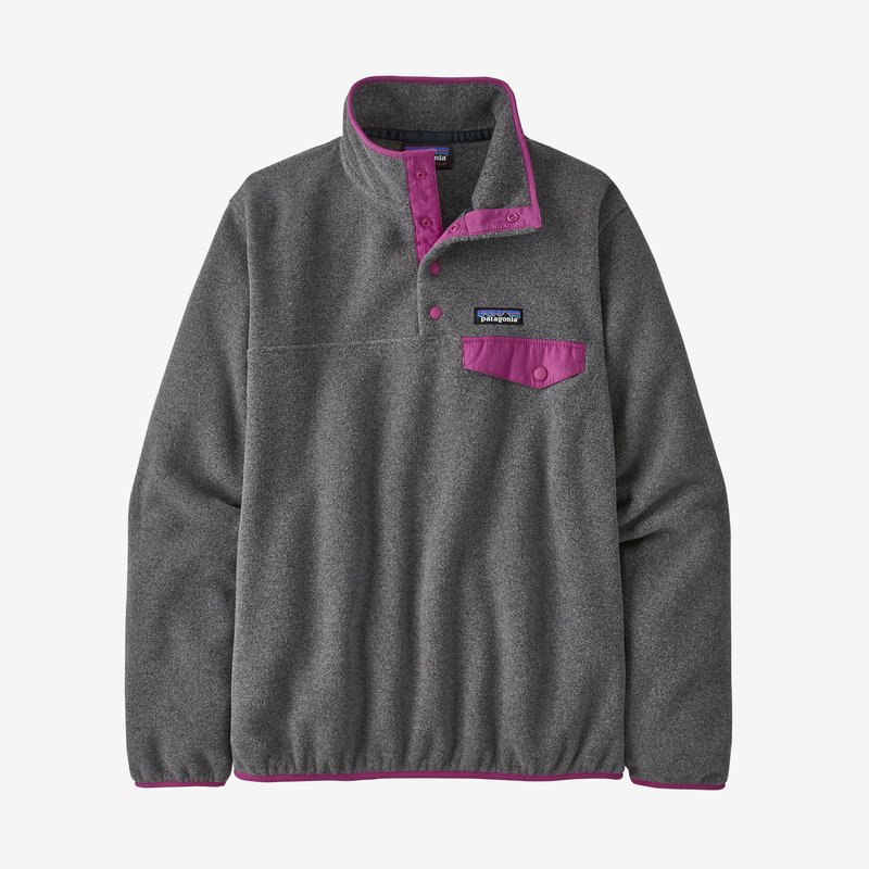 Patagonia Women's Lightweight Synchilla® Snap-T® Fleece Pullover - Nickel w/Amaranth Pink