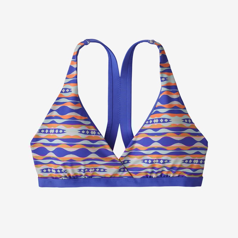 Patagonia Women's Bottom Turn Racerback Bikini Top - Coast Highway Small: Float Blue
