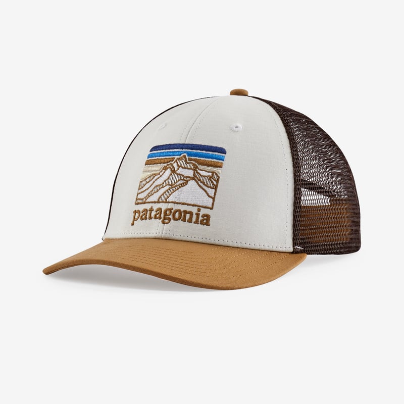 Patagonia Line Logo Ridge LoPro Trucker Hat - White w/Nest Brown
