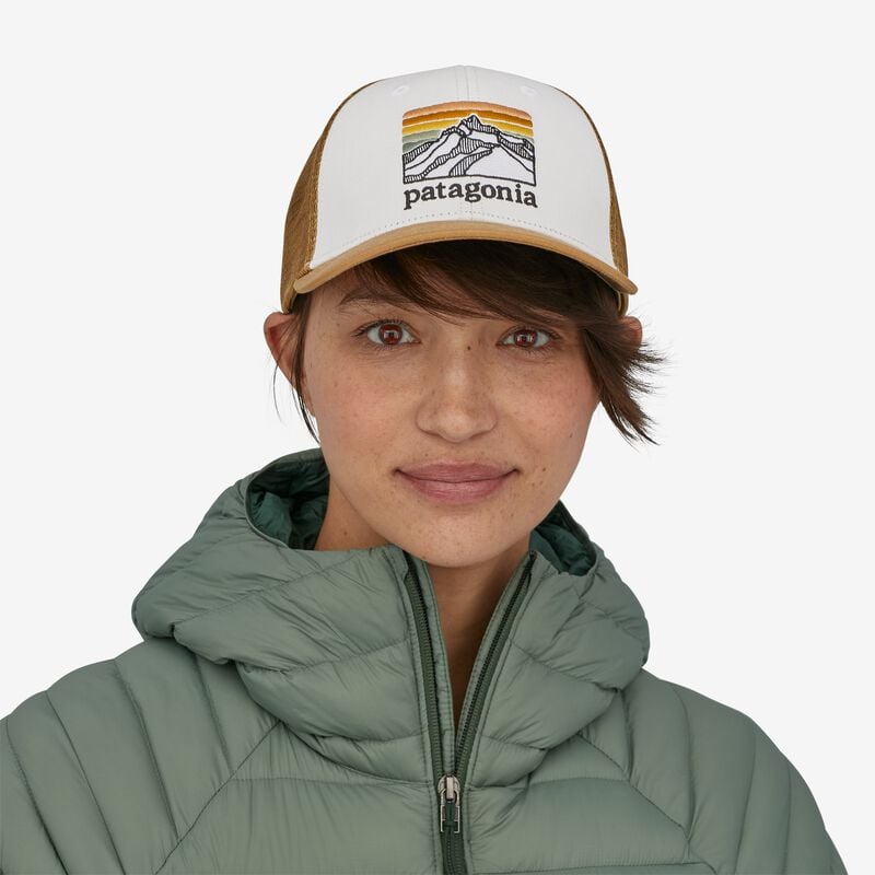 Patagonia Line Logo Ridge LoPro Trucker Hat - White w/Nest Brown