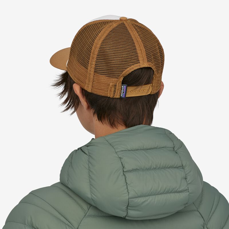 Patagonia Line Logo Ridge LoPro Trucker Hat - White w/Nest Brown