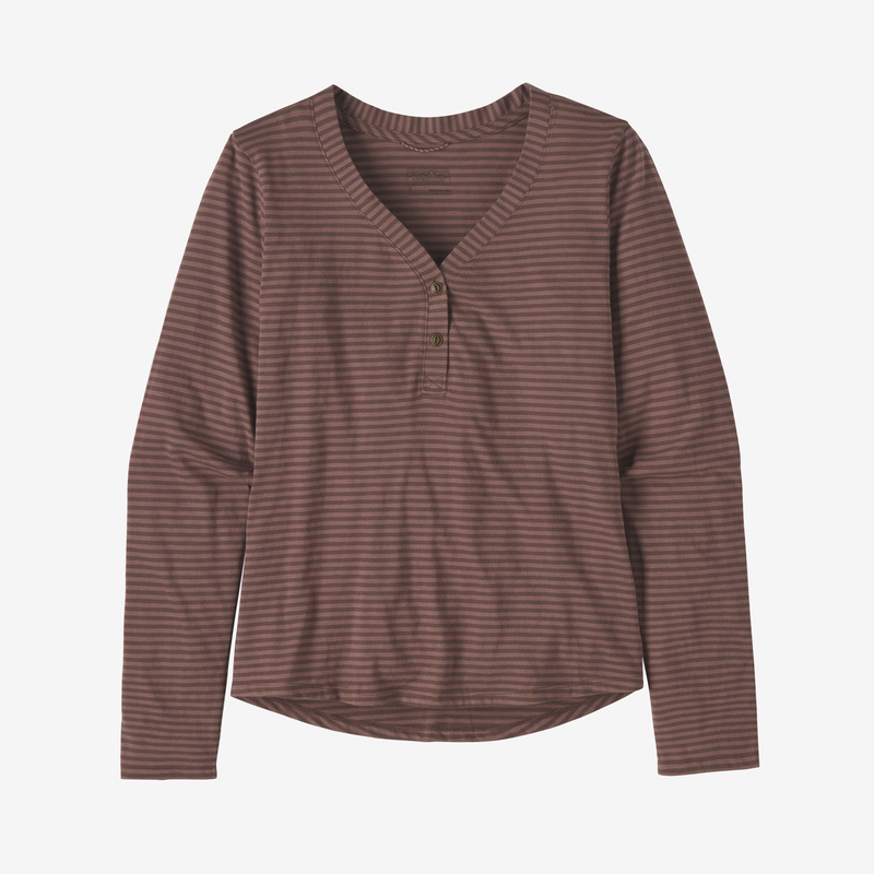 Patagonia Women's Mainstay Henley - Bumble Bee Stripe: Dusky Brown