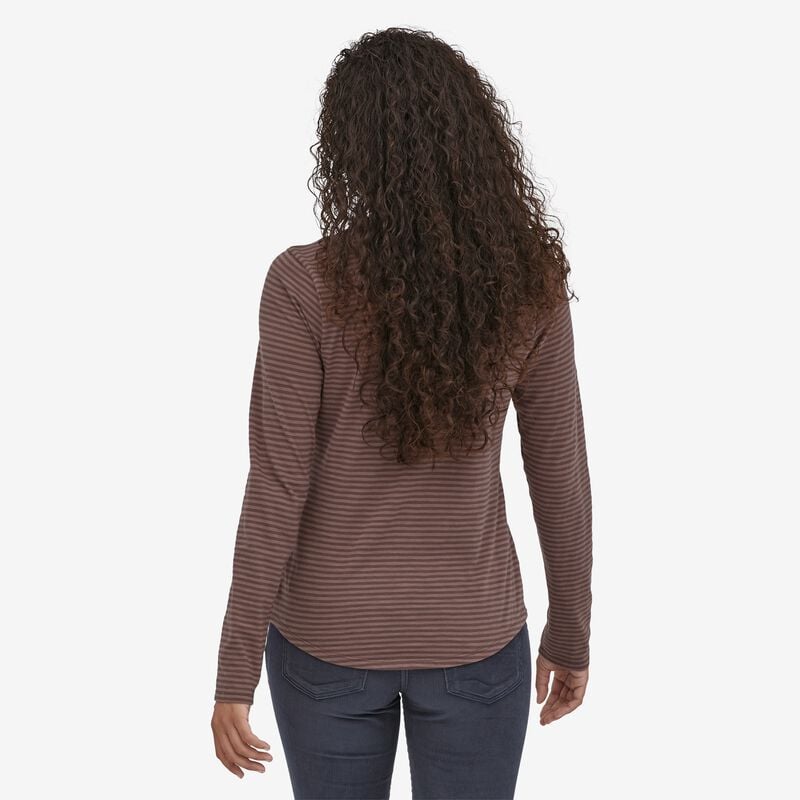 Patagonia Women's Mainstay Henley - Bumble Bee Stripe: Dusky Brown