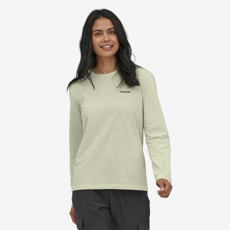 Patagonia Women's Long-Sleeved P-6 Logo Responsibili-Tee® - Birch White