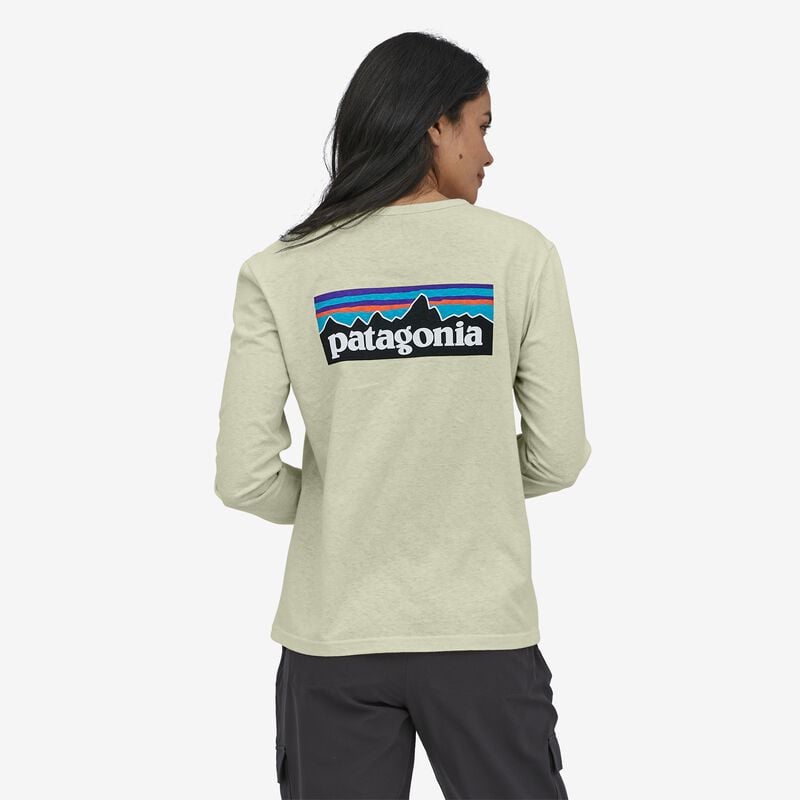 Patagonia Women's Long-Sleeved P-6 Logo Responsibili-Tee® - Birch White