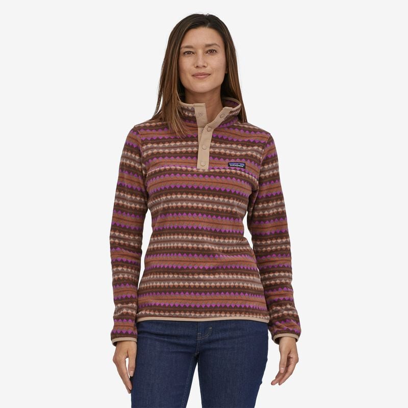 Patagonia Women's Micro D® Snap-T® Fleece Pullover - Diamond Stripe: Sisu Brown